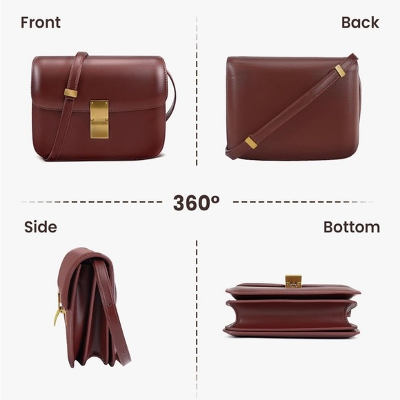 Elegant Burgundy Leather Crossbody Bag - Picture 6 of 6